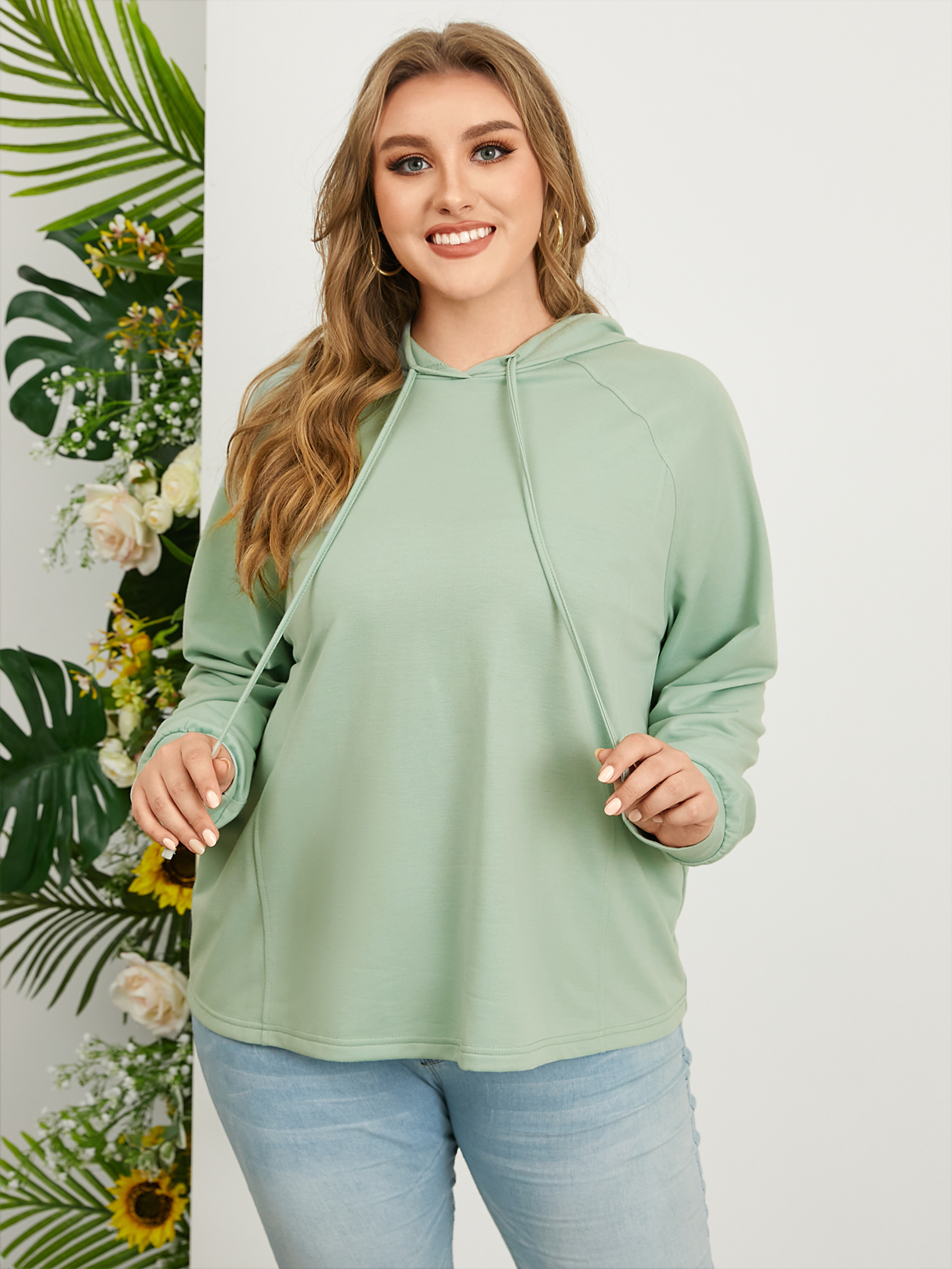 YOINS Plus Size Hooded Design Long Sleeves Sweatshirt