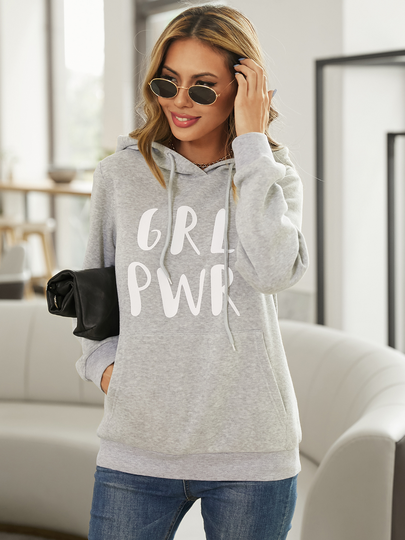 YOINS Letter Long Sleeves Hoodie