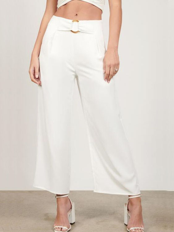 YOINS White Pockets High-Waisted Pants