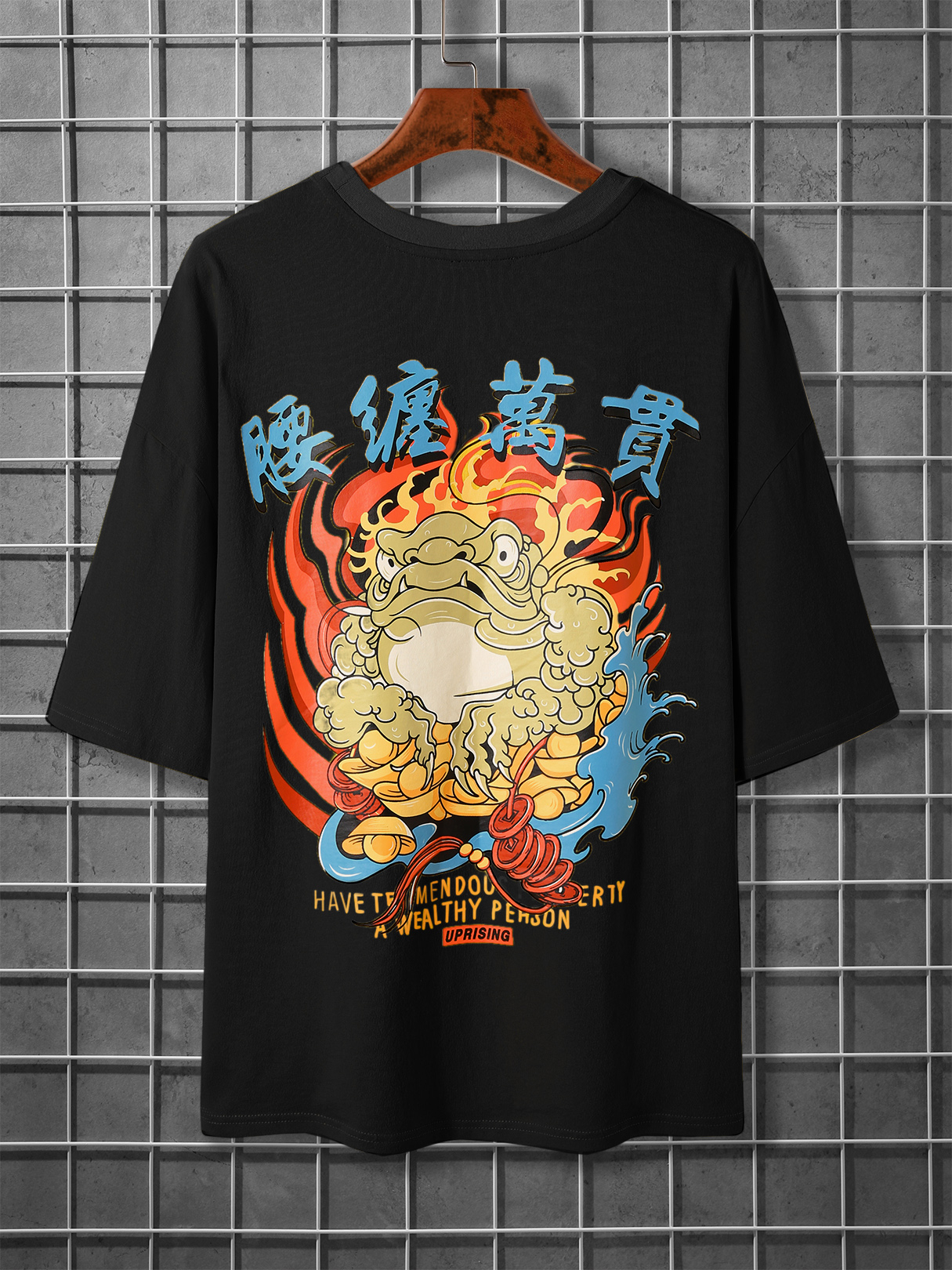 KOYYE Men 100% Cotton Comfortable Letter Cartoon Back Printing T-Shirt