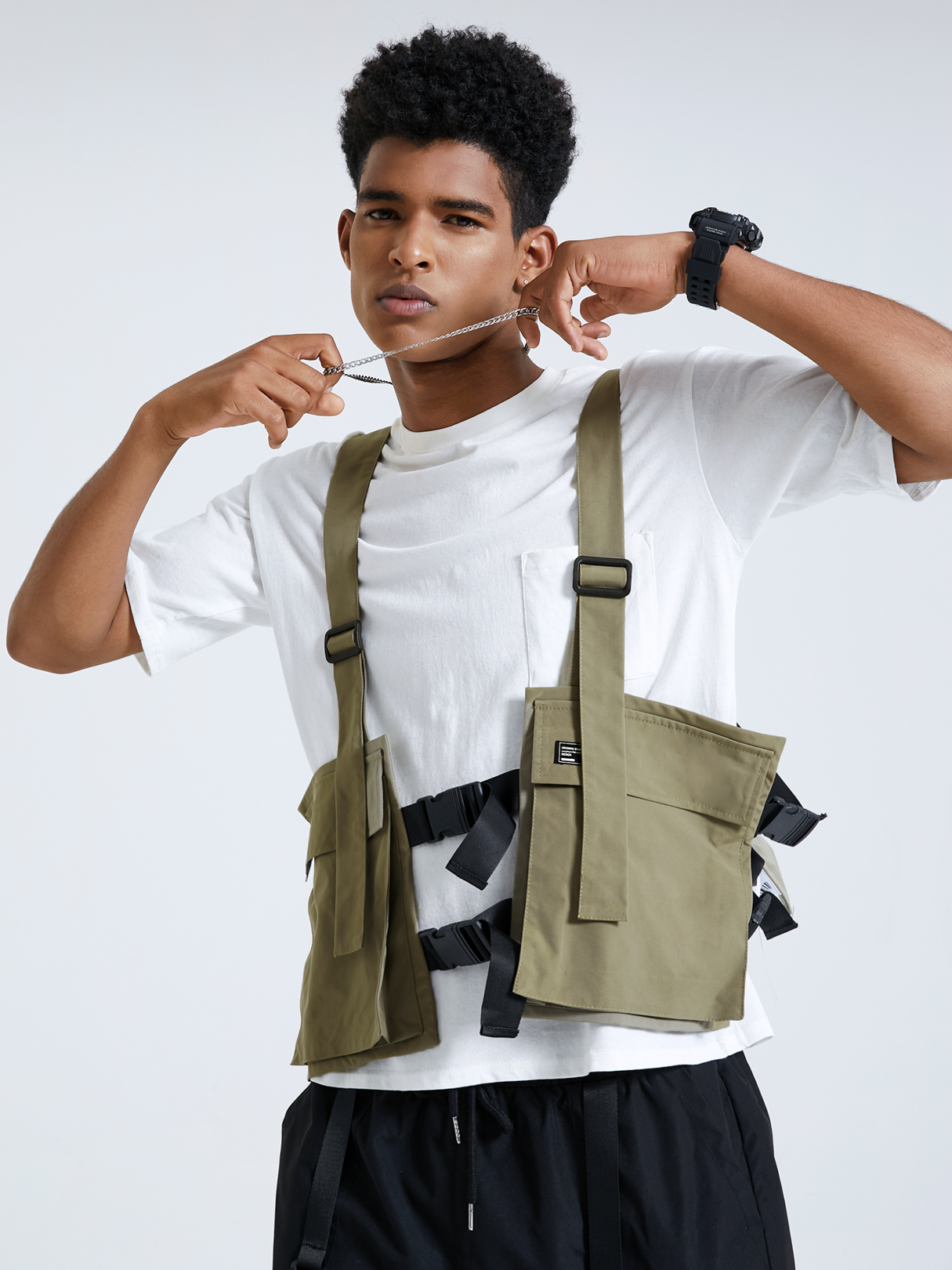 Men Casual Plain Pocket Utility Vest