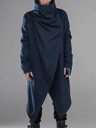 Men Cool Casual Solid Color Irregular Long Sleeve Midi Cardigan