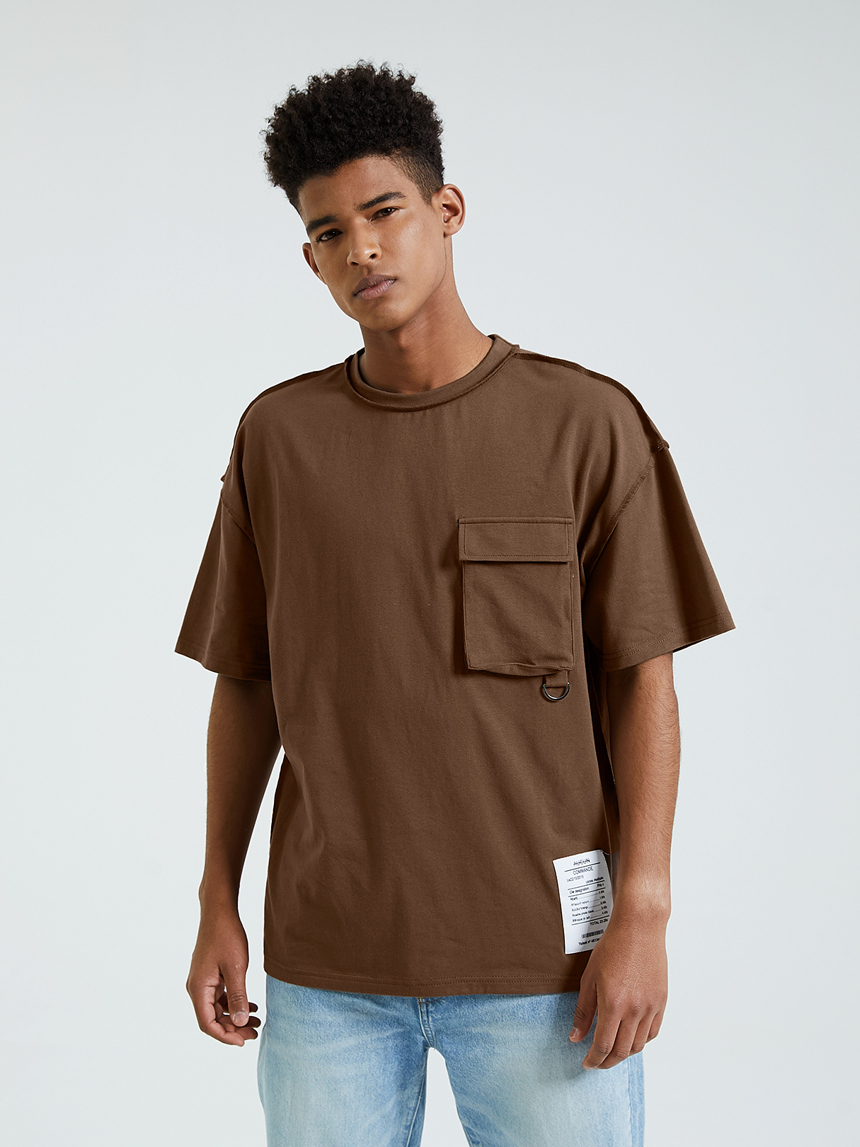 KOYYE Men Summer Casual Plain Pocket T-Shirt