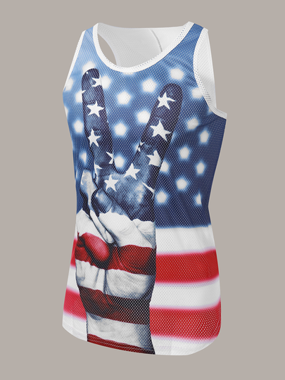 Men Independence Day Flag Printing Tank