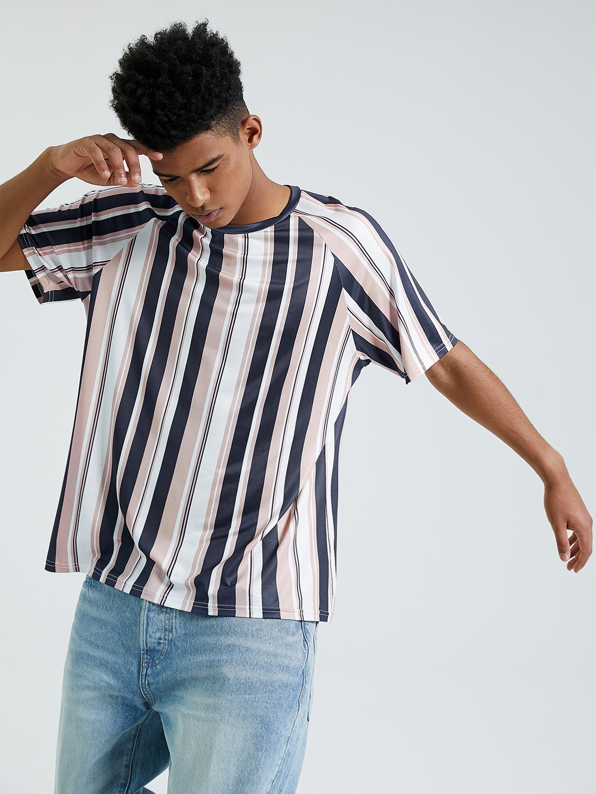 KOYYE Men Casual Striped Print Multicolor T-Shirt