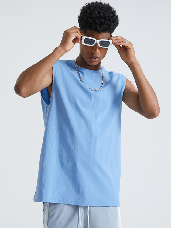 BASICS KOYYE Men Cotton Casual Loose Fit Plain Tank Top