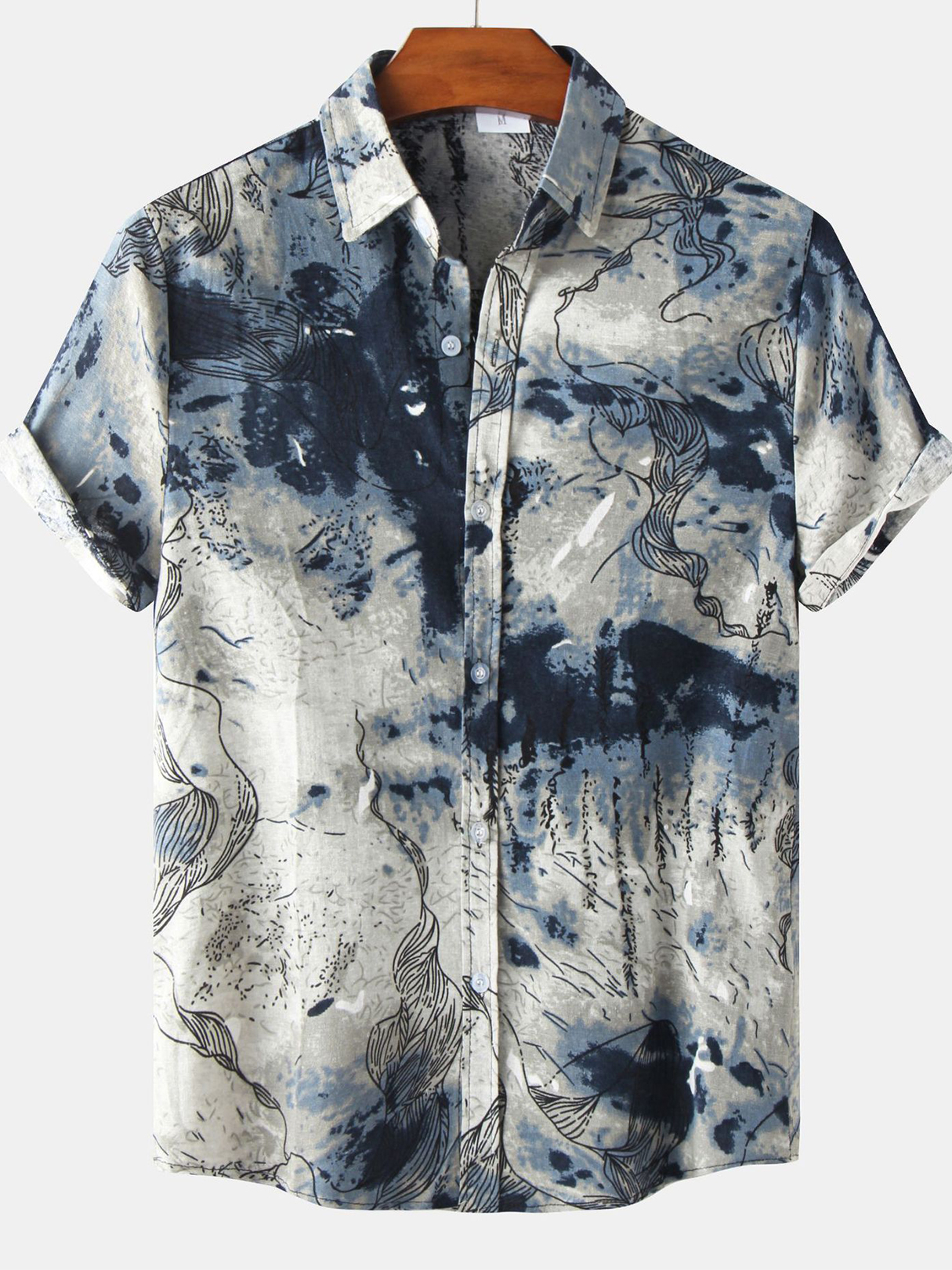 Men Tie Dye And Abstract Print Shirt