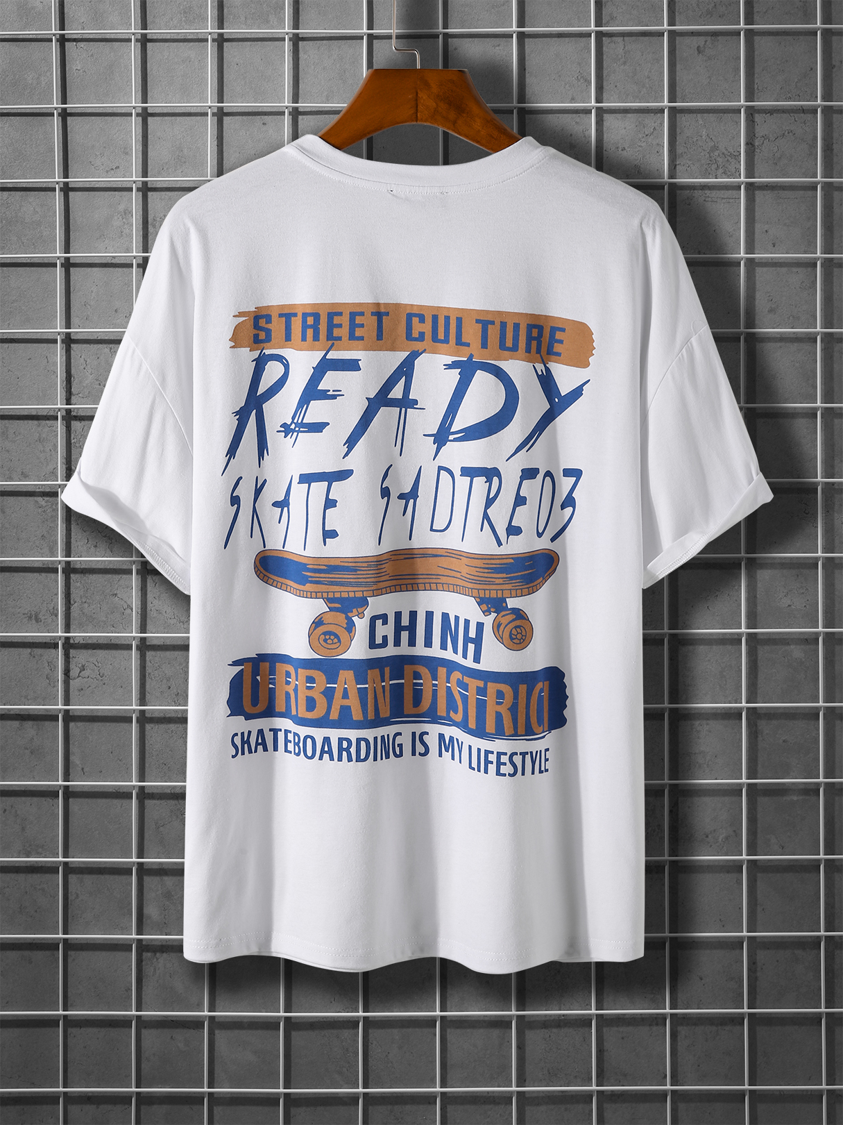 KOYYE Men Casual Summer Letter Print T-Shirt