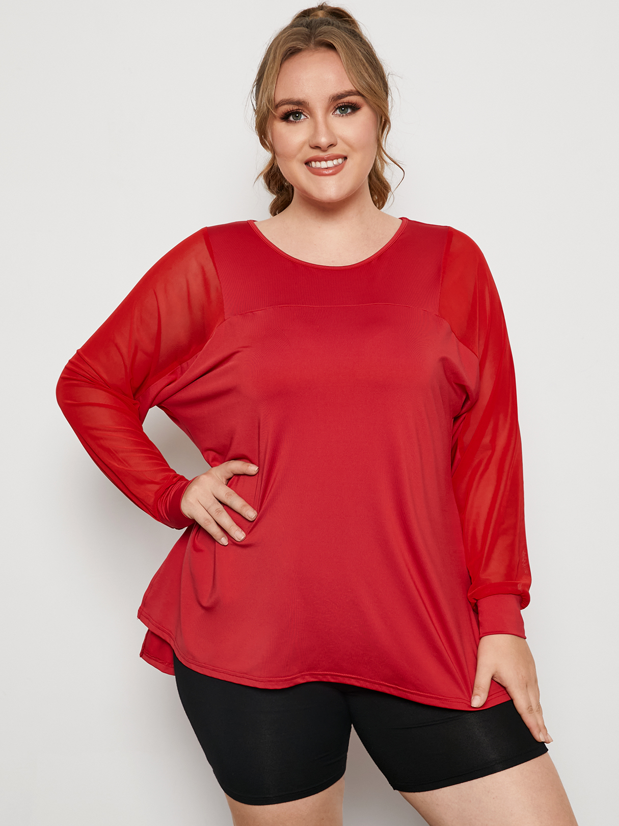 YOINS Plus Size Round Neck Long Sleeves Tee