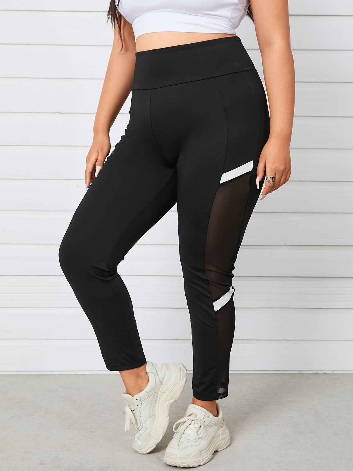 YOINS Plus Size Striped Patchwork Leggings
