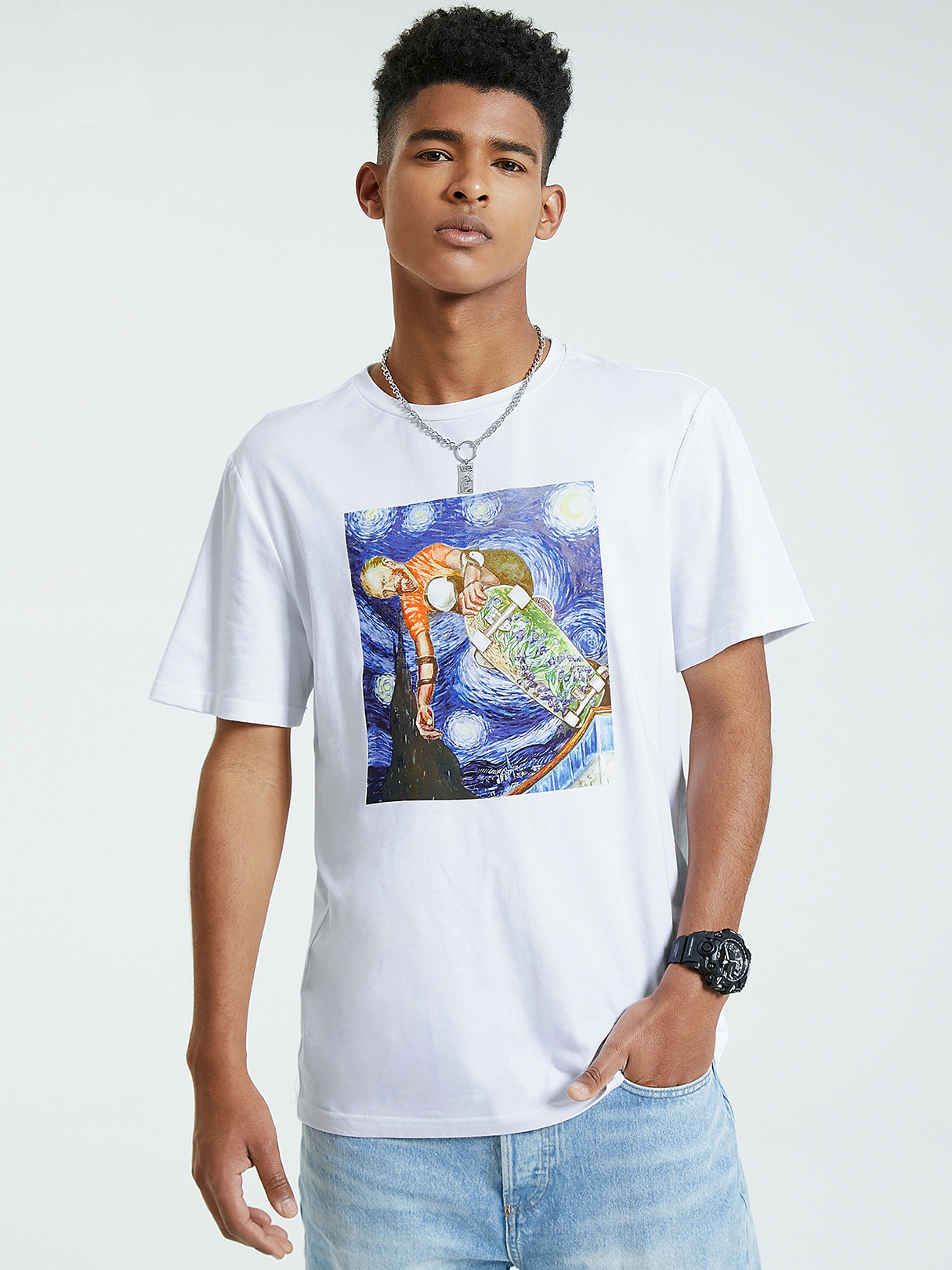 KOYYE Men Summer Casual Graphic Figure Print T-Shirt