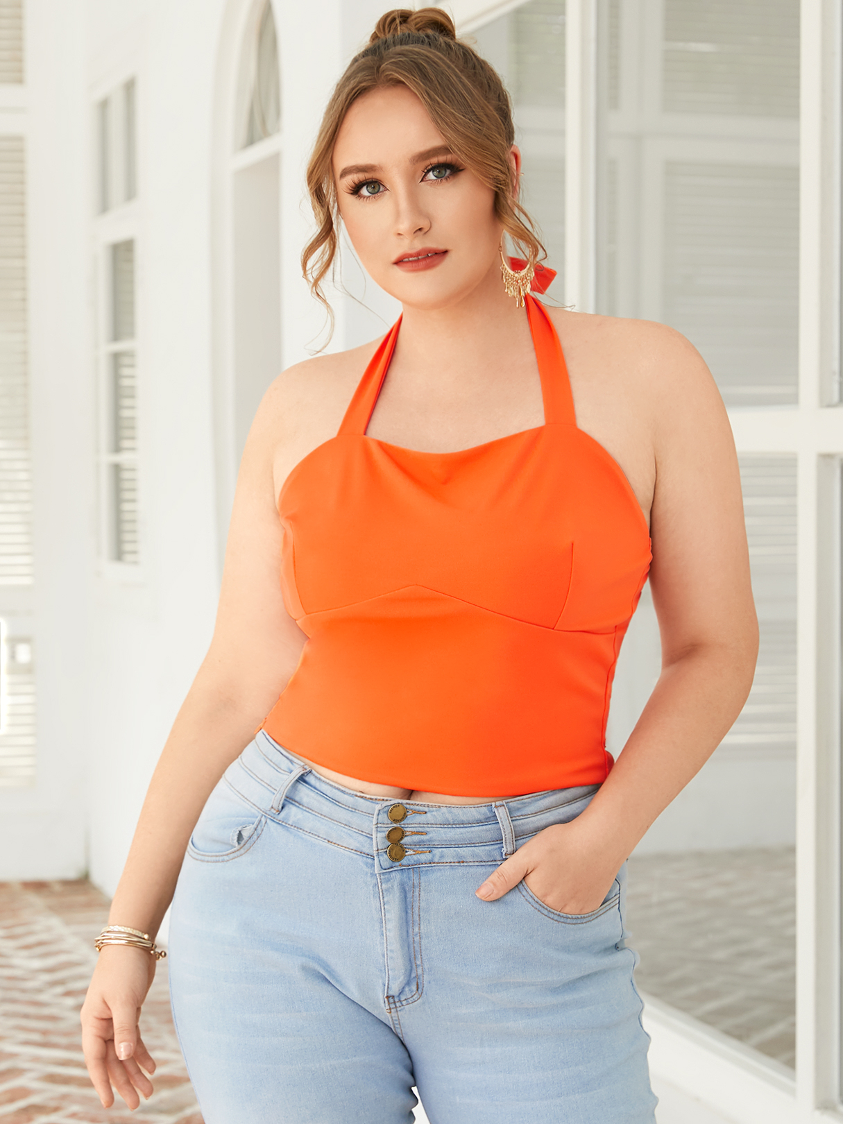 YOINS BASICS Plus Size Halter Backless Design Sleeveless Cami