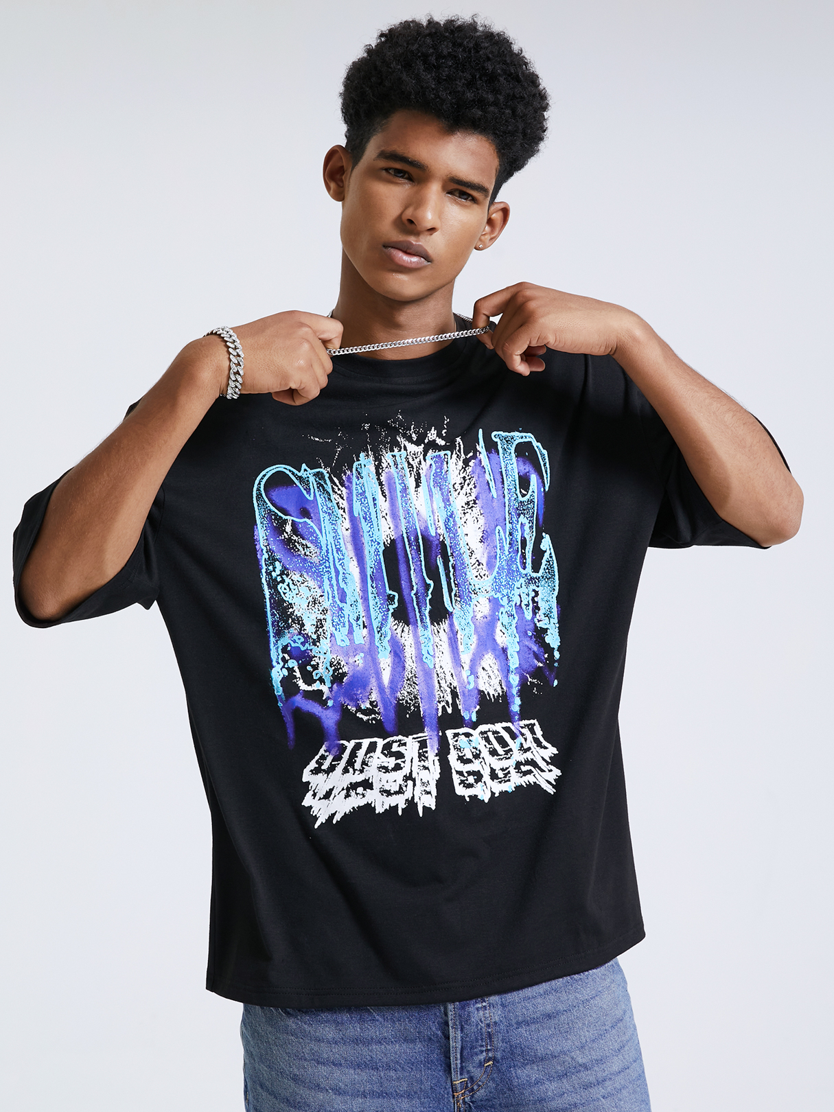 Men Casual Summer Graphic Drop Shoulders T-Shirt