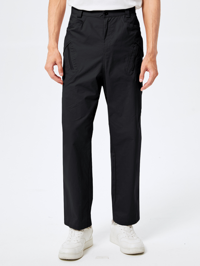 Men Fashion Vintage Zip Pockets Utility High Waisted Casual Pants