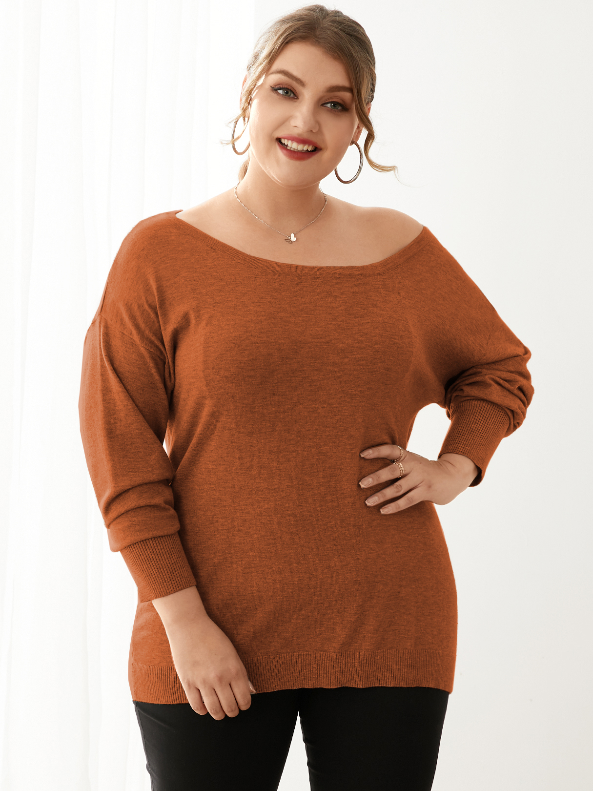 Plus Size Round Neck Long Sleeves Sweater