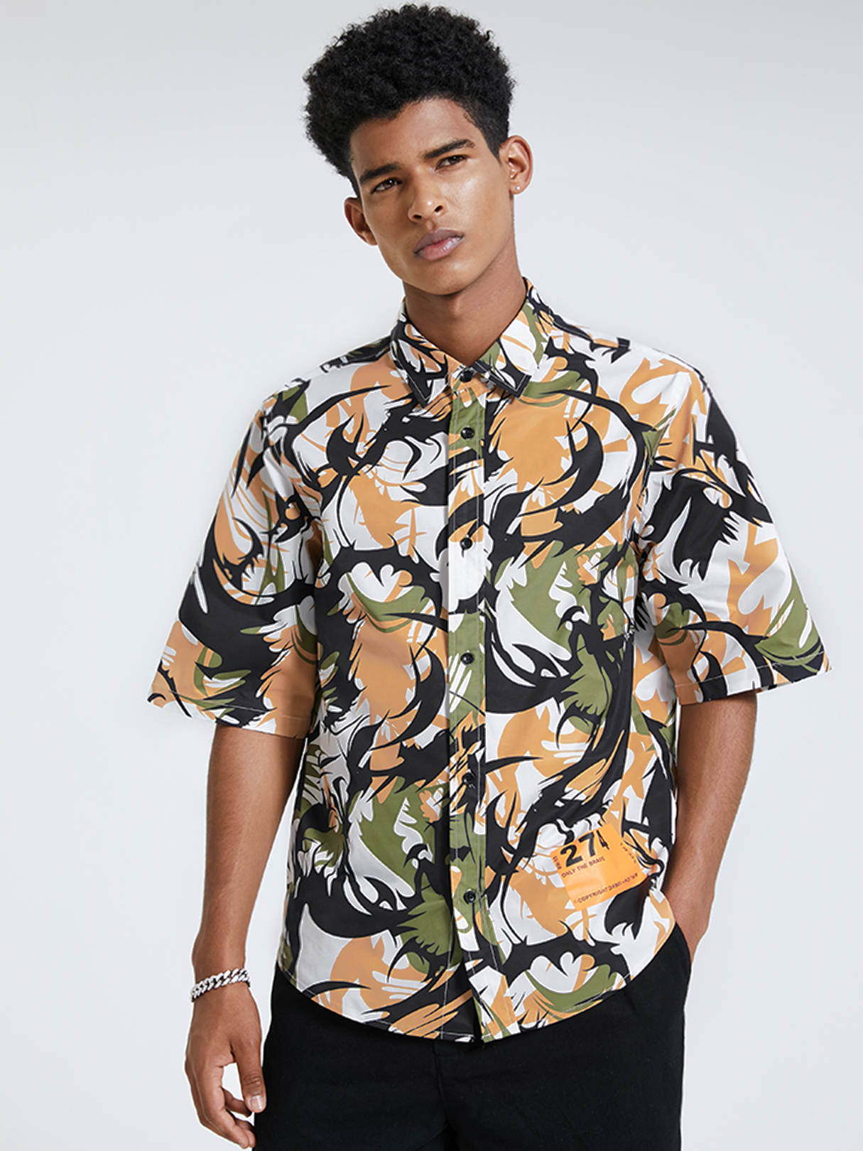 Men Colorful All Over Print Shirt