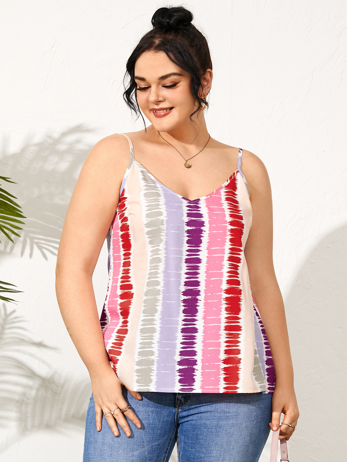 YOINS Plus Size Striped Spaghetti Backless Design Cami