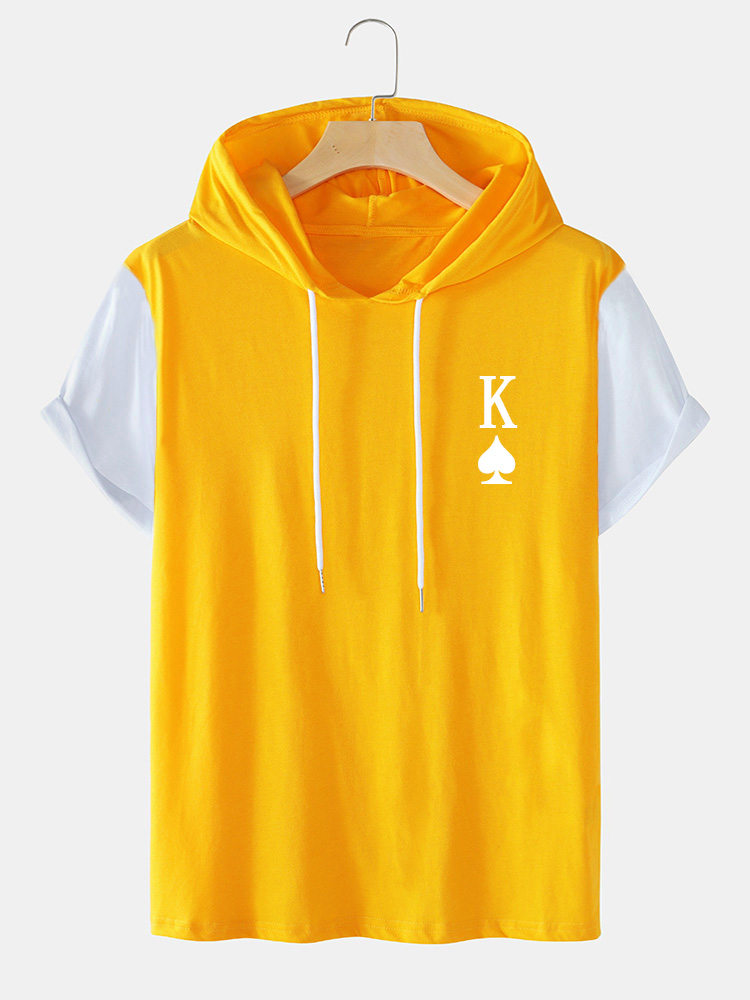 ChArmkpR Men K Poker Spades Print Hooded T-Shirt