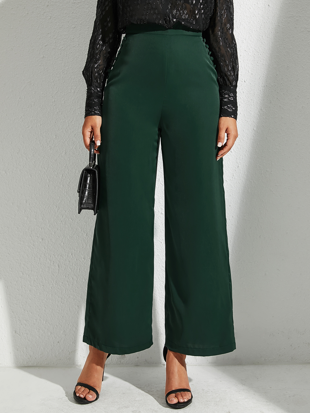 YOINS Army Green Wide Leg High-Waisted Pants