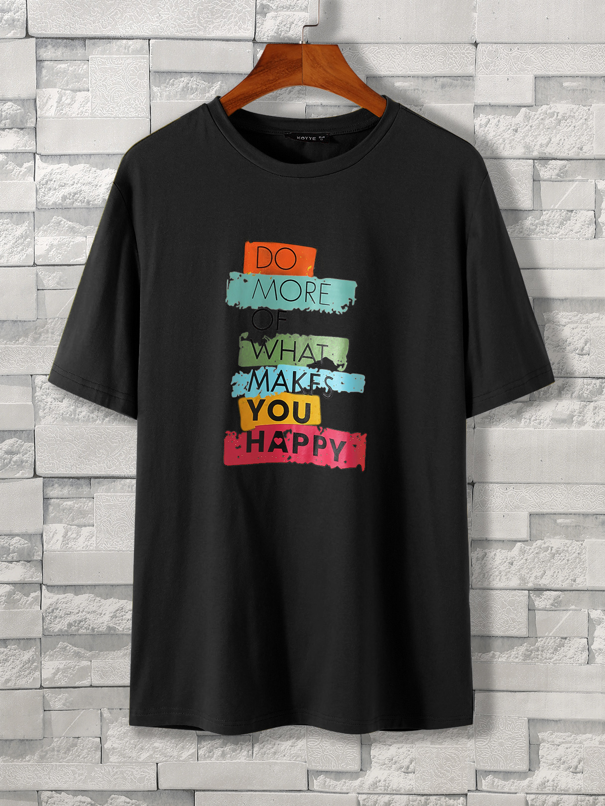 KOYYE Men Casual Letter Print T-Shirt
