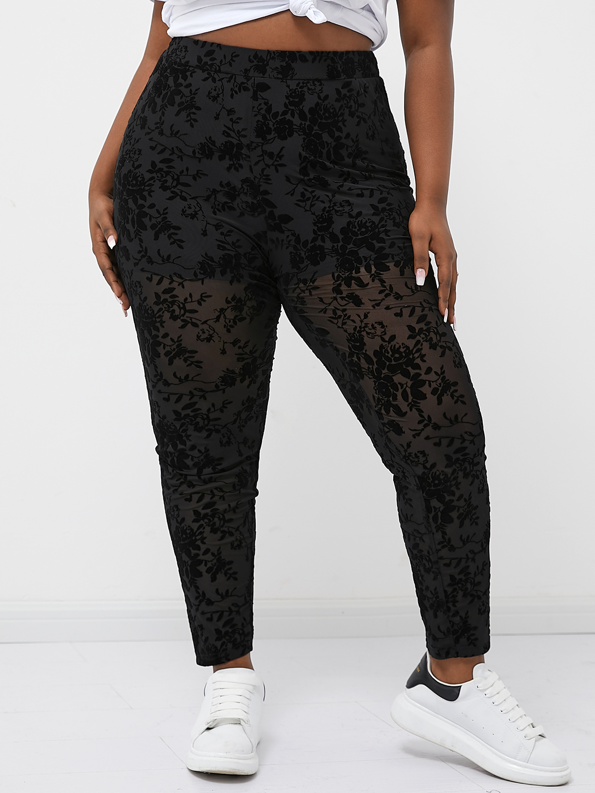 YOINS BASICS Plus Size Floral Print Leggings