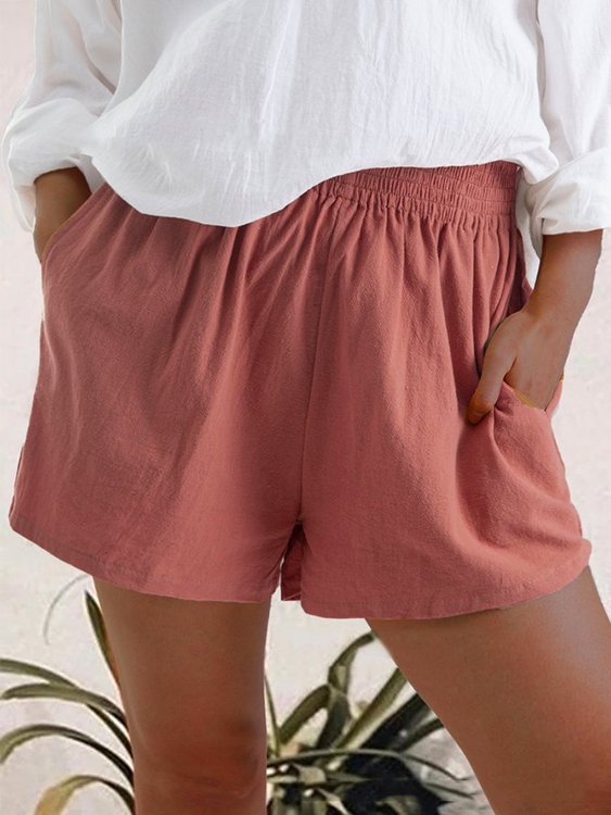 Side Pockets Linen Shorts
