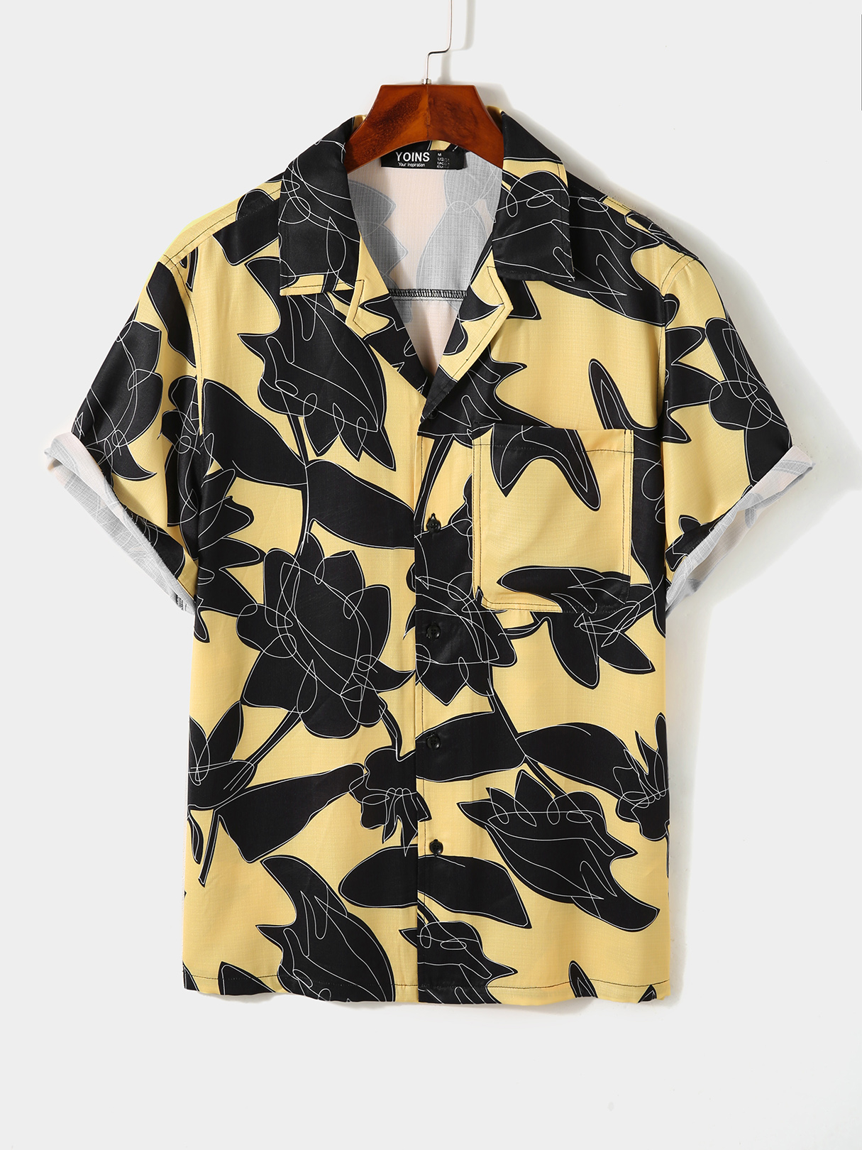 Men Tropical Print Button Front Shirt