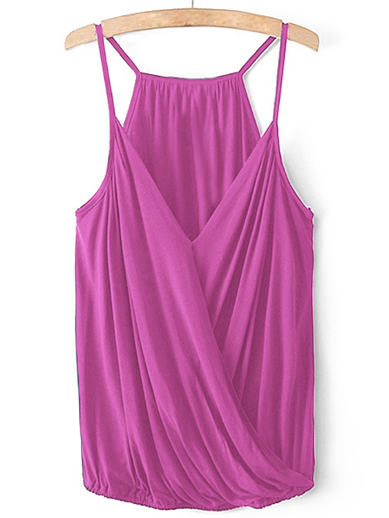 Purple V-neck Wrap Front Cami Top