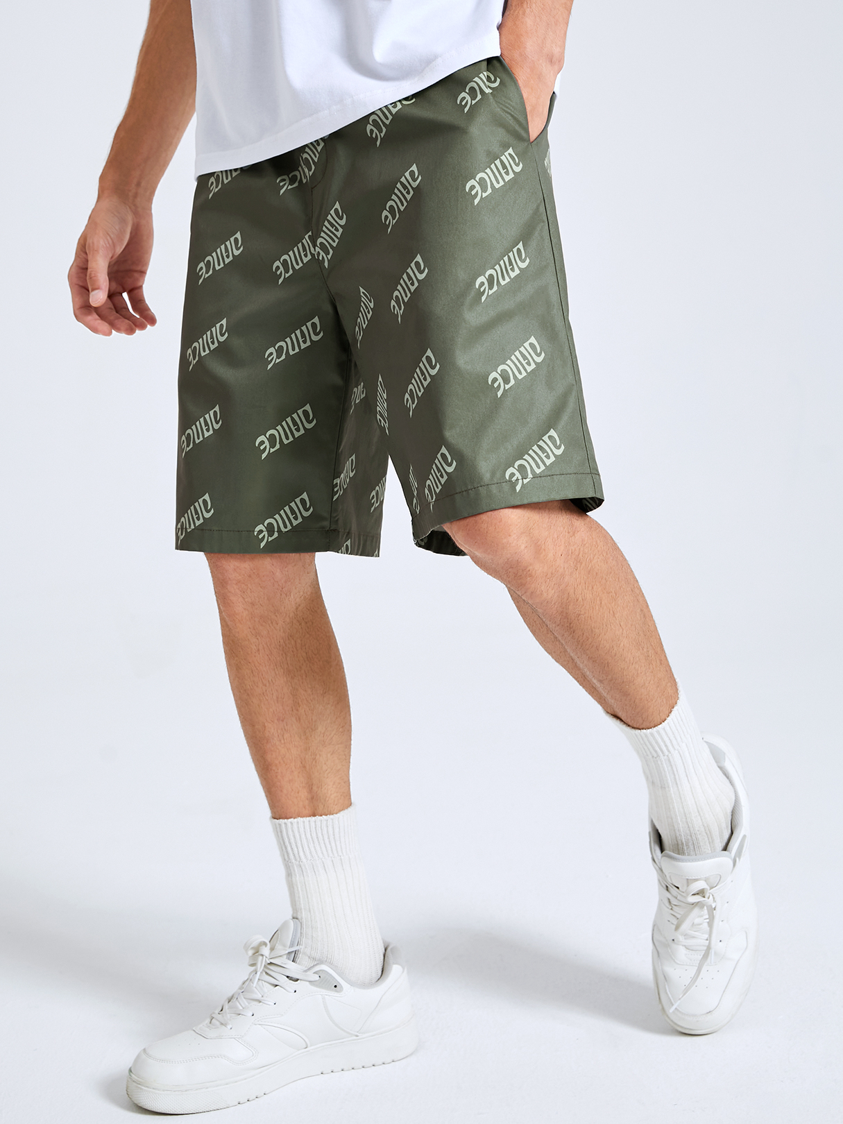 Men Fashion Summer Letter All Over Print Casual Shorts
