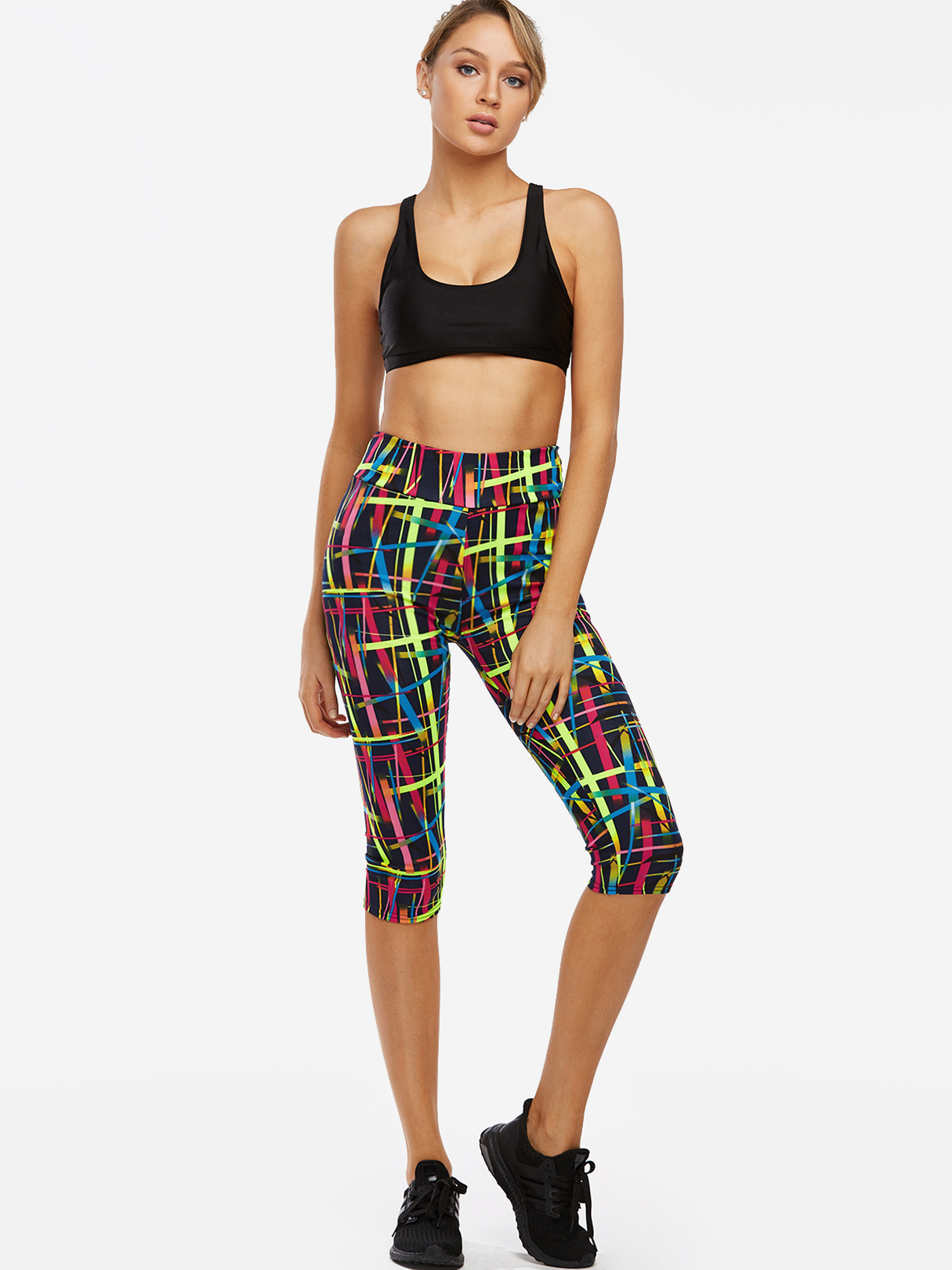 Colorful Graffiti Printing Middle-waisted Active Bottoms Yoga Pants