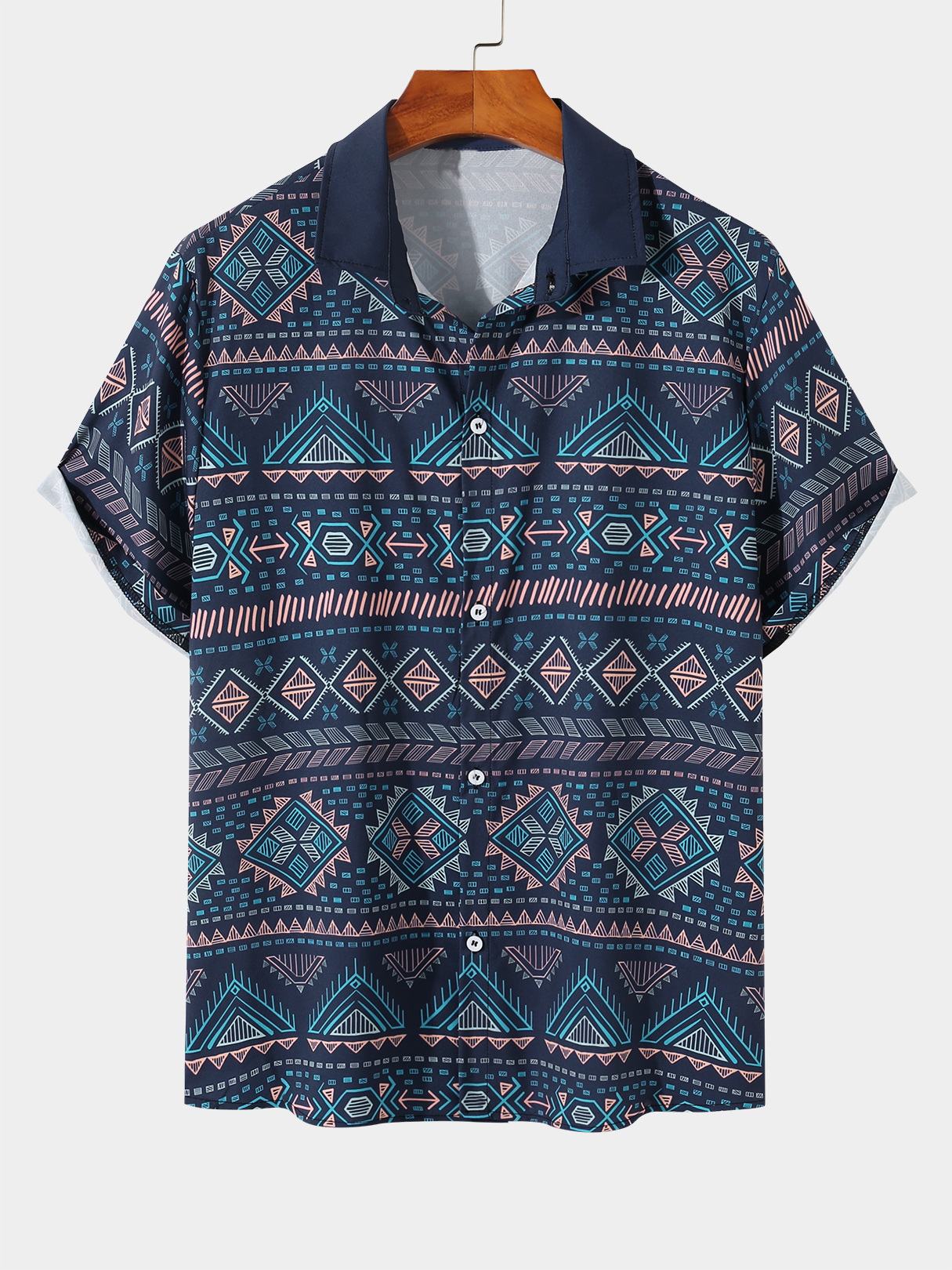 Men Summer Ethnic Print Shirt