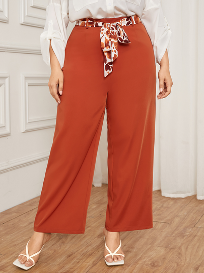 YOINS Plus Size Belt Design Tie-up Design Pants