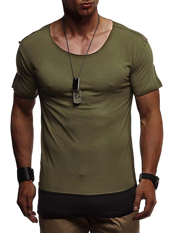 YOINS BASICS Men Summer Casual Cotton Soft Plain Patchwork T-Shirt