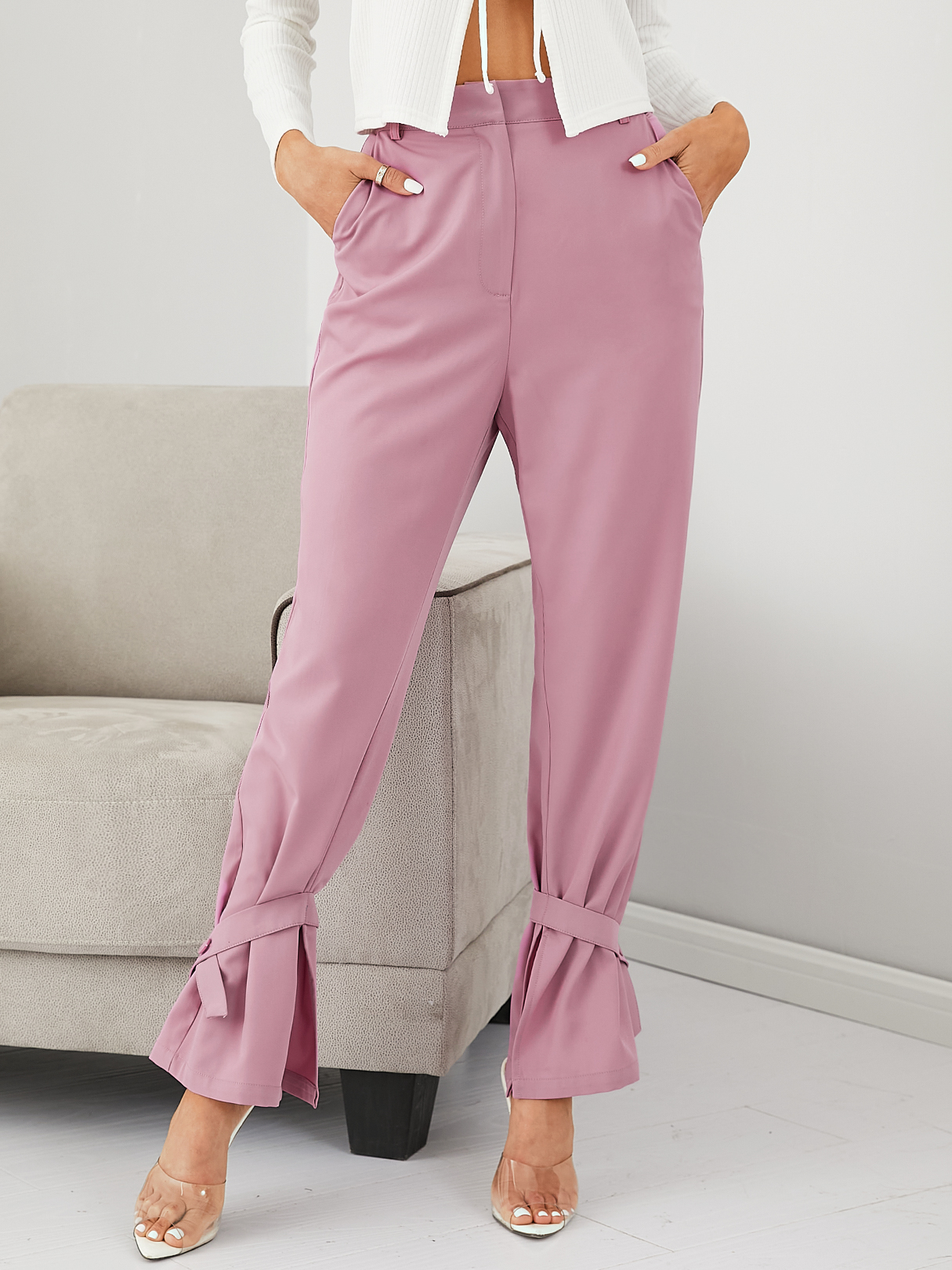 YOINS Side Pockets Slit Hem Pants