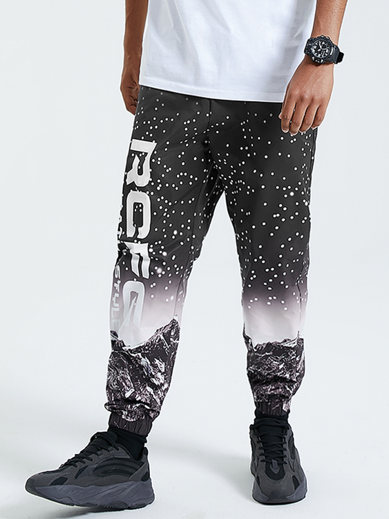 KOYYE Men Hip Hop Streetwear Letter Graphic Print Cargo Pants