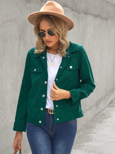 YOINS Green Button Design Long Sleeves Jacket