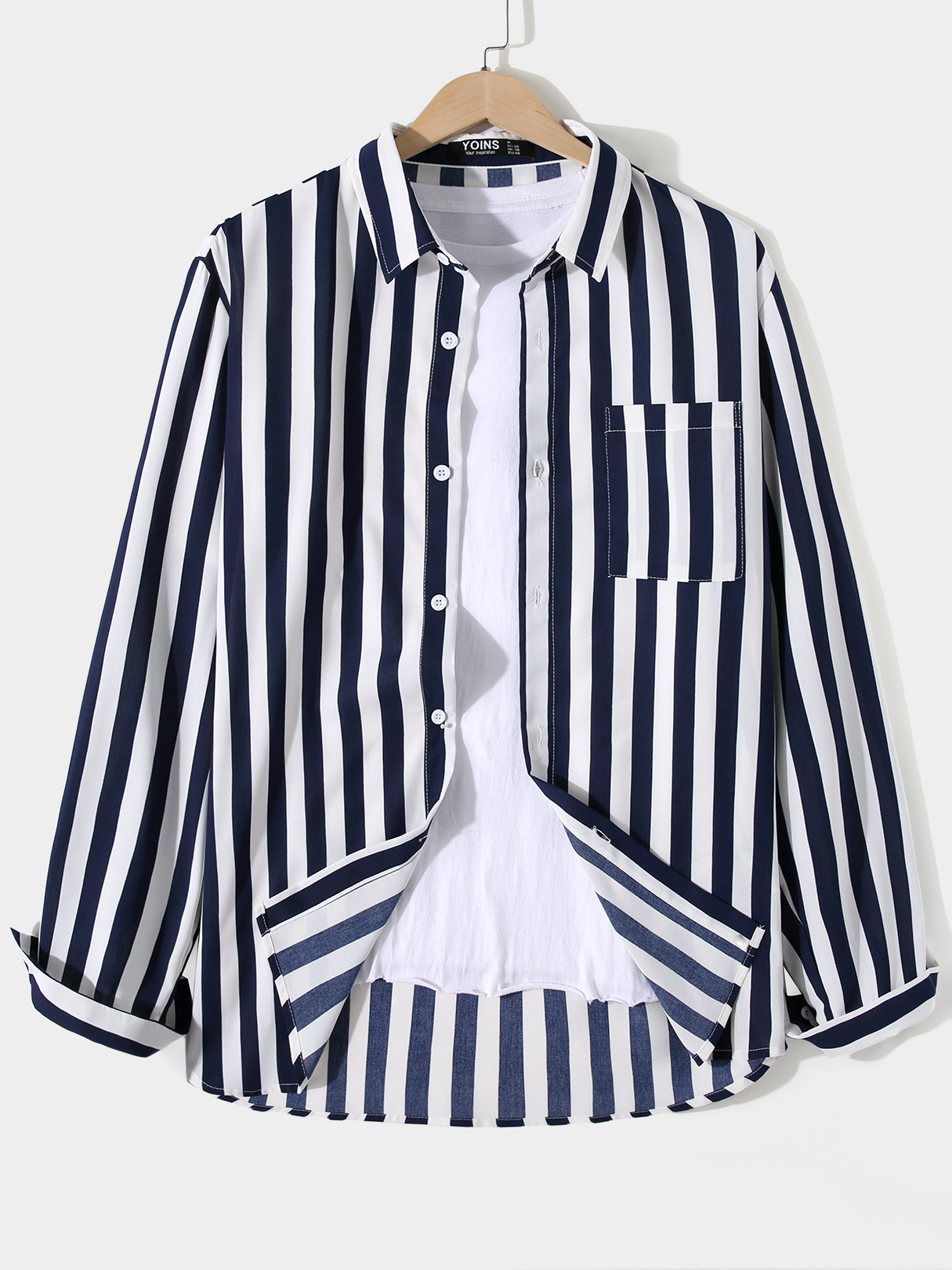 Men Casual Striped And Pocket Shirt