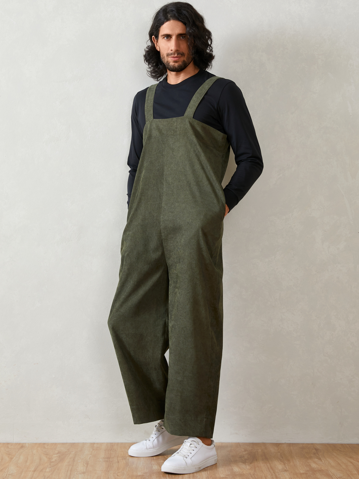 Men Casual Loose Corduroy Bib Suspender Jumpsuit