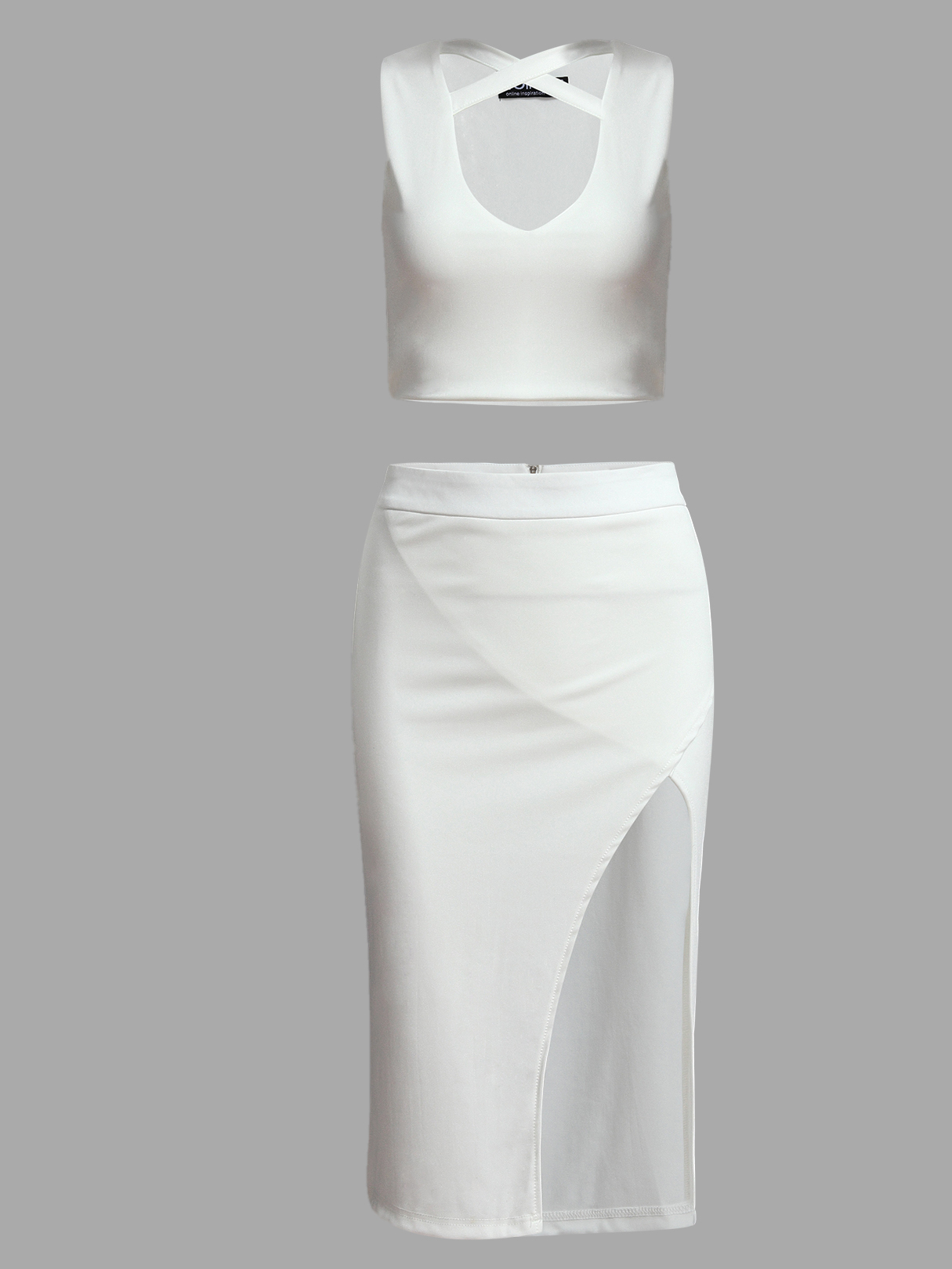 Cut Out Crop Top & Side Split Skirt Co-ord