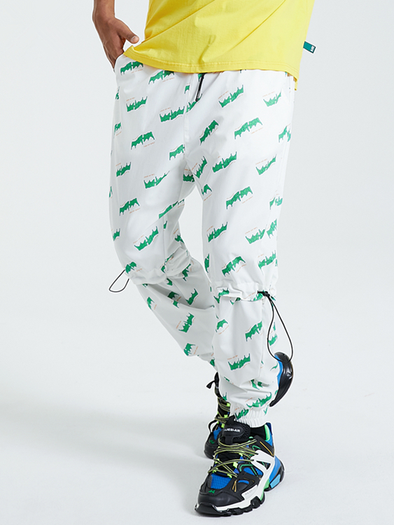 KOYYE Men Fashion Graphic Print Drawstring Casual Pants