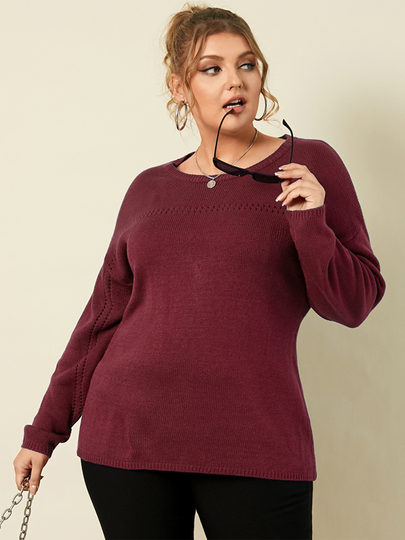 Plus Size Crew Neck Long Sleeves Sweater