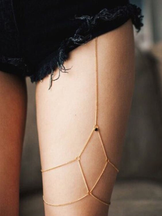 Sexy Gold Metal Leg Chain Body Jewelry