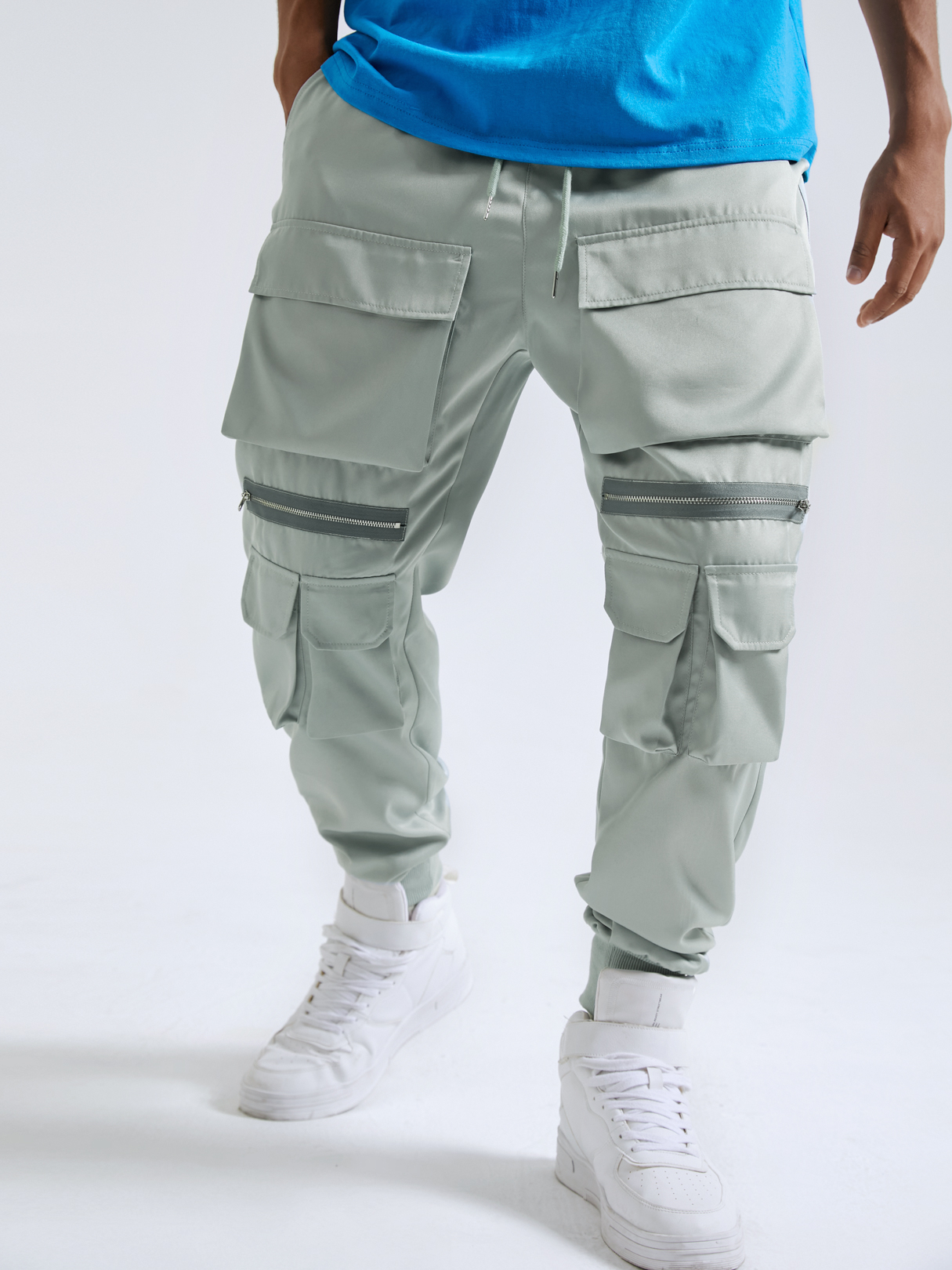 Men Hip Hop Street Style Zip Pockets Cargo Pants