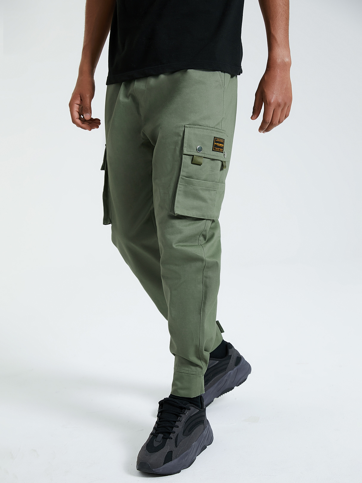 KOYYE Men Fashion Drawstring Waist Casual Cargo Pants