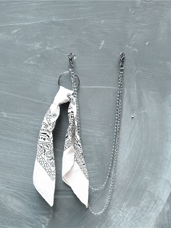 Men Punk Street Style Scarf Print Pants Waist Chain