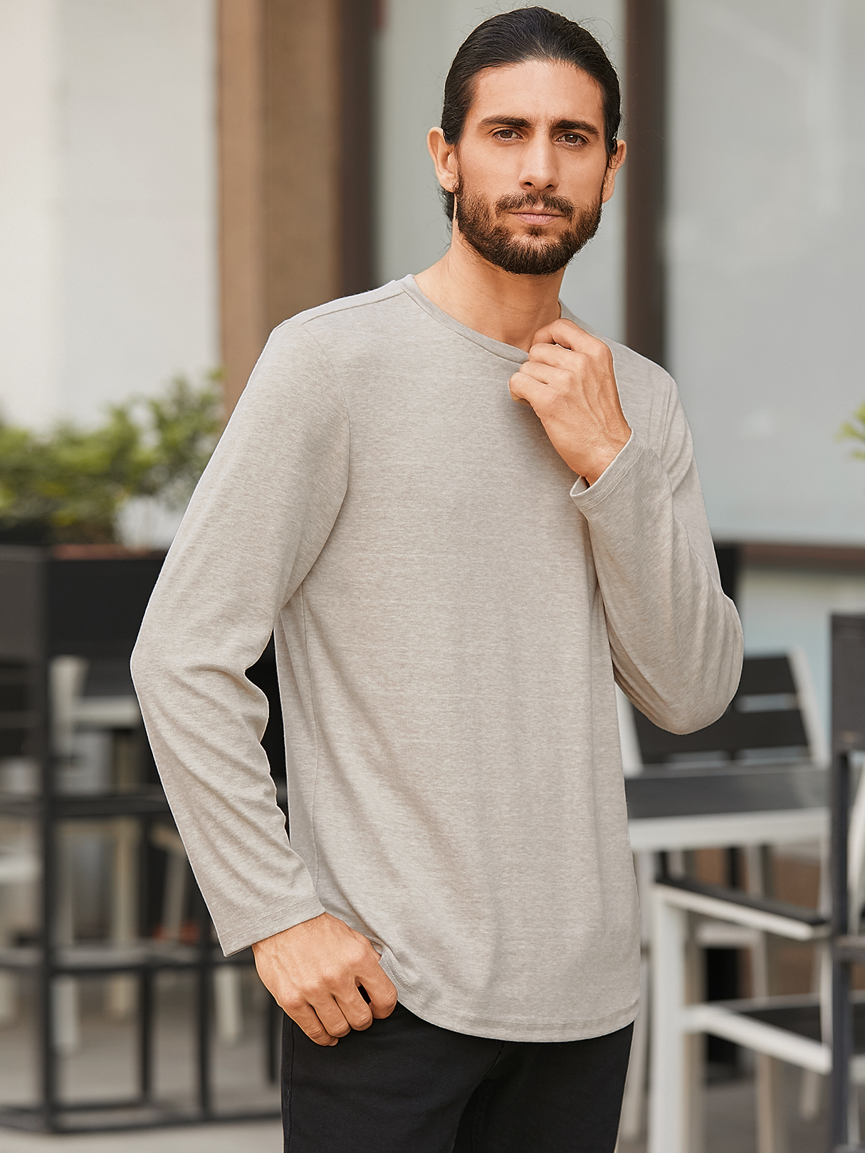 YOINS BASICS Men Casual Comfortable Soft Solid Color T-Shirt