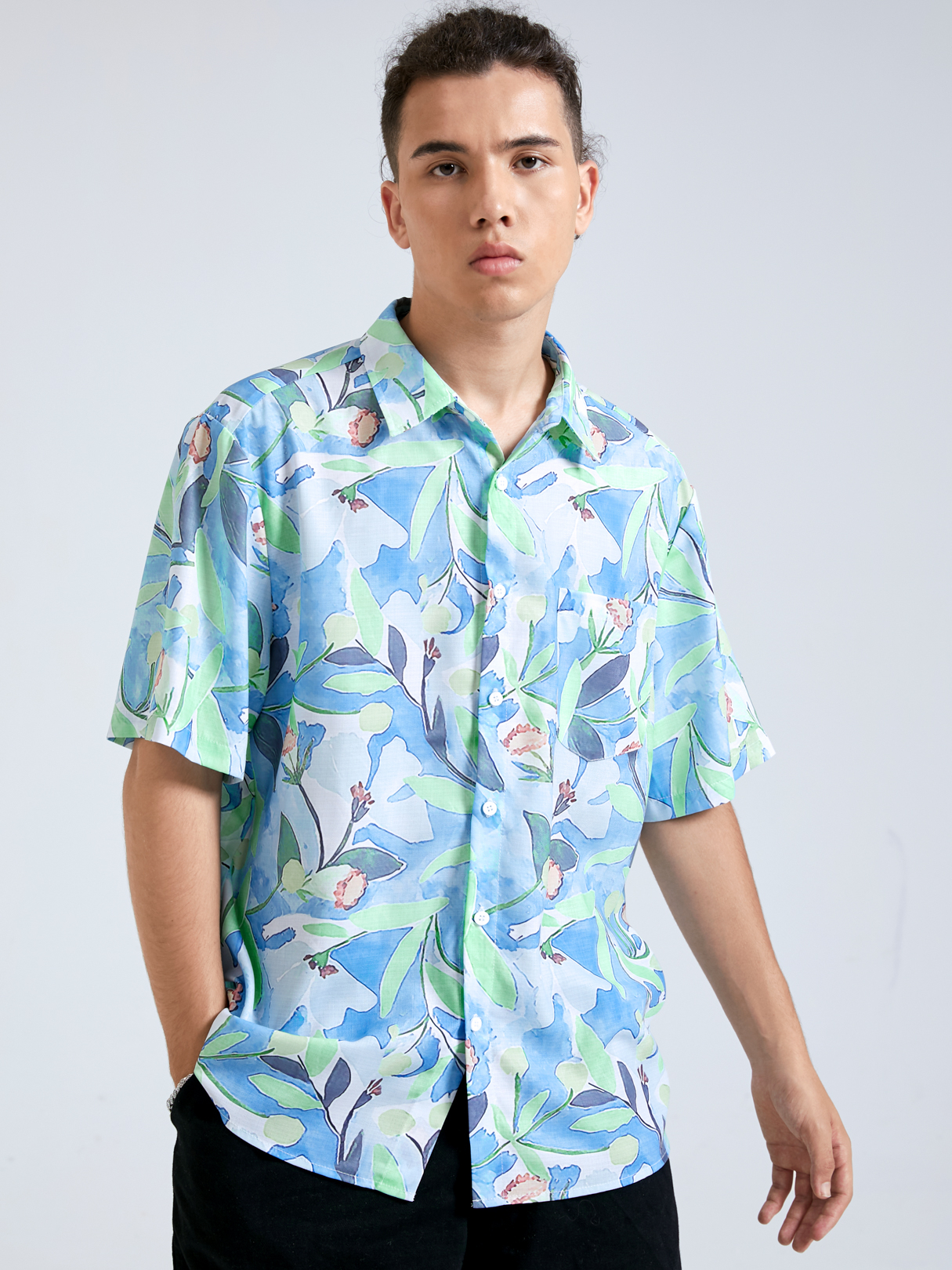 Men Floral All Over Print Vacation Shirt