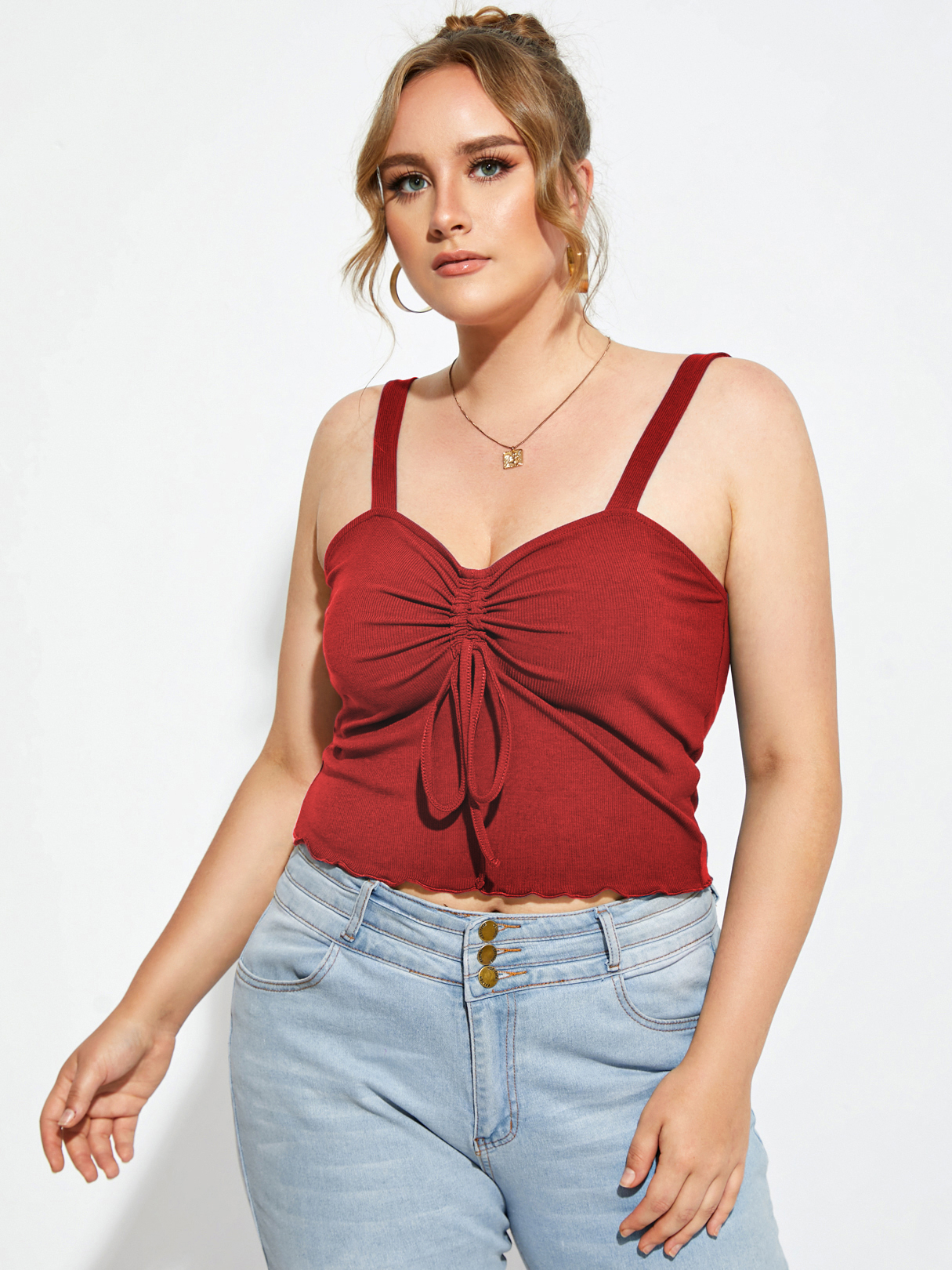 YOINS Plus Size Drawstring Tie-up Design Sleeveless Cami