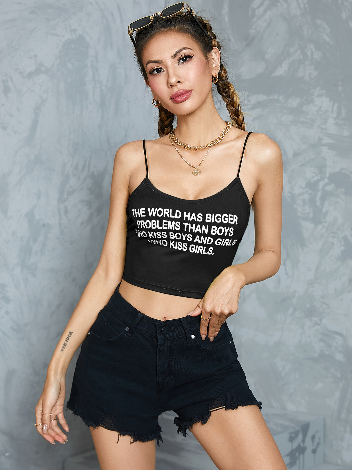 YOINS Casual Letter Scoop Neck Sleeveless Cami