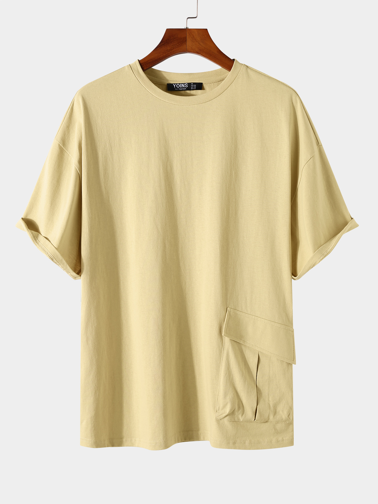 BASICS Men Plain Pocket Short Sleeves T-shirt